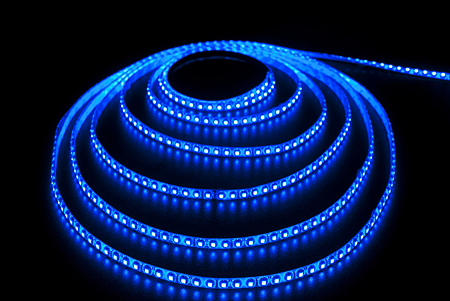 Герметичная светодиодная лента синего свечения 3528-600 LED, IP 65, 9,6 Вт/м, 12V. 5 Метров.